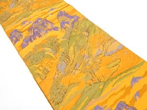 山並に樹木風景模様織り出し　名古屋帯